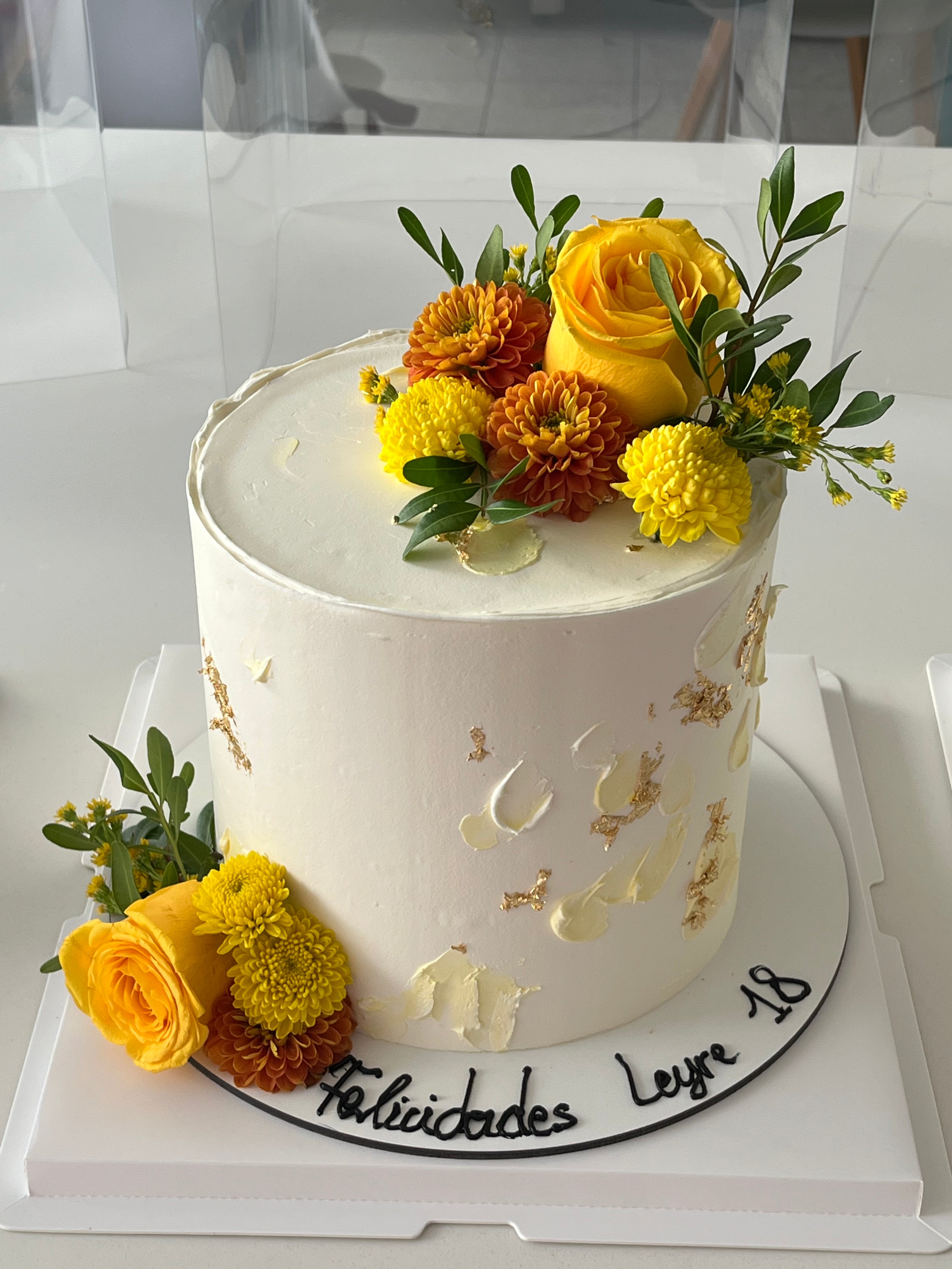 Tarta con flores